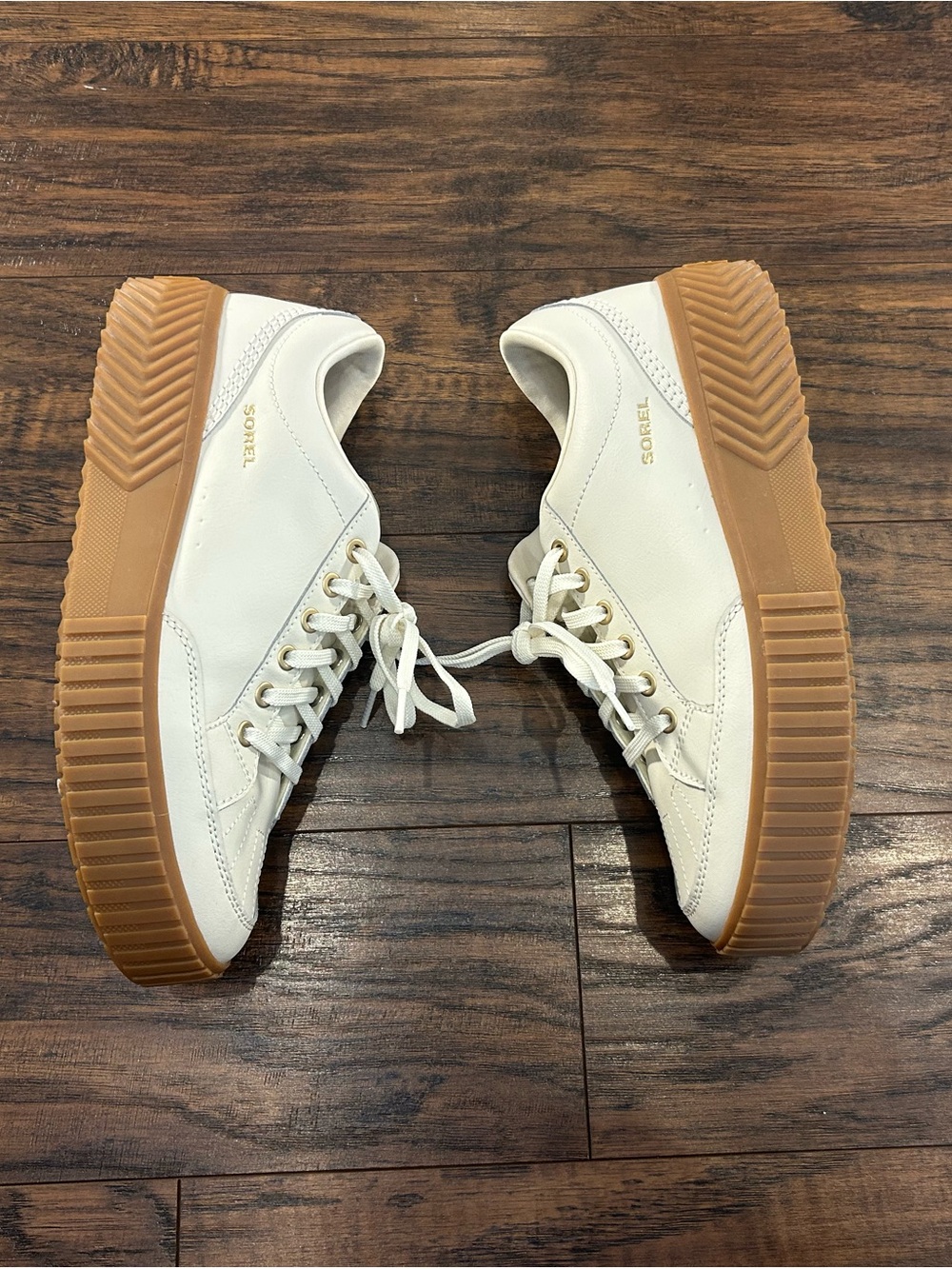 SOREL Women’s ONA Ave Low Sneakers Cream Leather Platform Gum Sole Size 11 - Picture 5 of 16